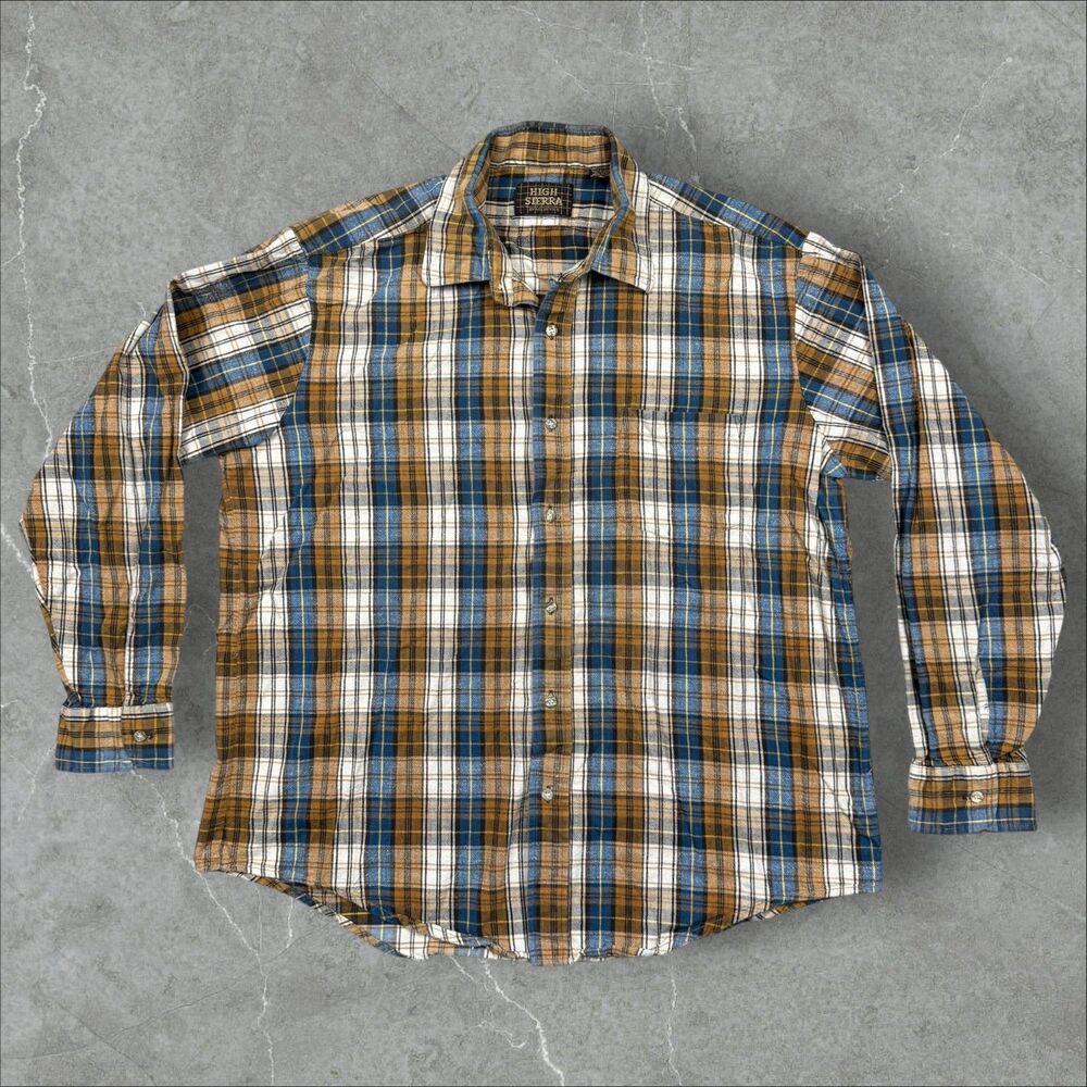 Vintage 80s High Sierra by Mervyn's Plaid Button Up Long Sleeve Shirt - XL